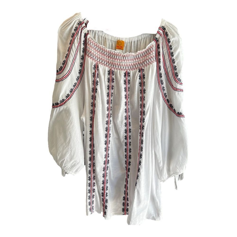 Ruby Rd White Embroidered Boho Top 3X